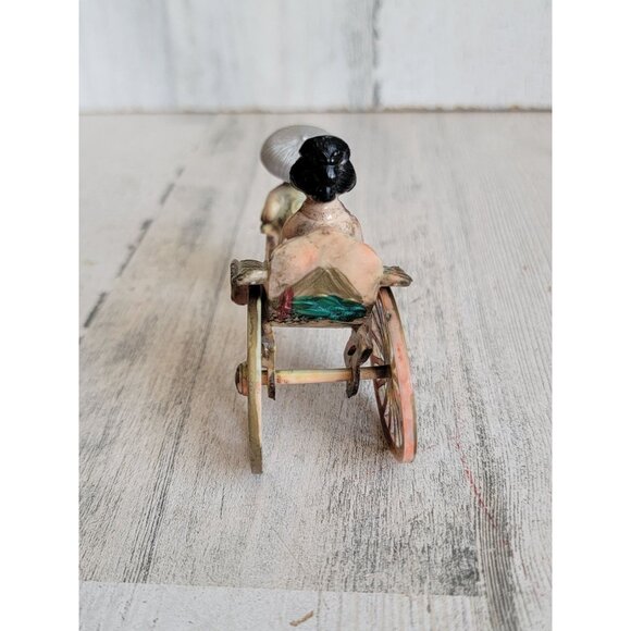 Vintage Japanese rickshaw celluloid pull cart unique home decor figure - Picture 6 of 8